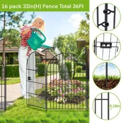 32 In. Rustproof Metal Wire Tall Fencing Border, 16 Panels Garden Fence Animal Barrier With Gate -Dewalt Tools Shop black fawey tred inc garden fencing ny250fc 5 1f 1000