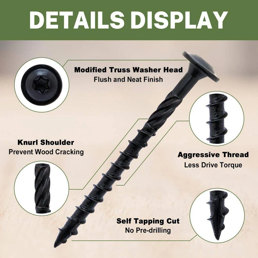 3 In. Black Heavy Duty Rust Resistant Metal Posts Screws For Fencing Wood Lag (50-Pack) 7 3 In. Black Heavy Duty Rust Resistant Metal Posts Screws For Fencing Wood Lag (50-Pack) - Image 5