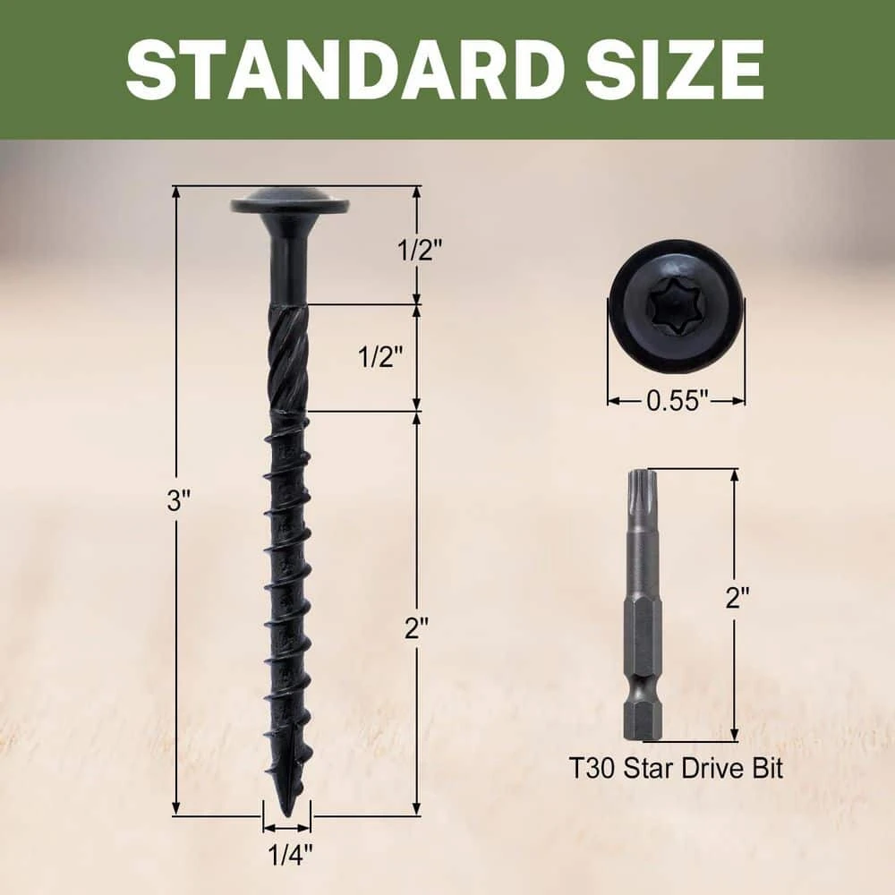 3 In. Black Heavy Duty Rust Resistant Metal Posts Screws For Fencing Wood Lag (50-Pack) 4 3 In. Black Heavy Duty Rust Resistant Metal Posts Screws For Fencing Wood Lag (50-Pack) - Image 2