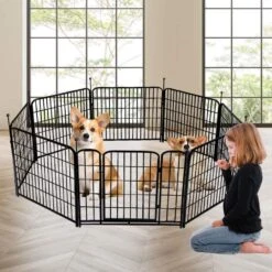 48 In. X 17.7 Ft. Iron Decorative Garden Fencing With Door, Animal Barrier Fence For Courtyards, Black -Dewalt Tools Shop black garden fencing 6f1p0l9g 66 1000