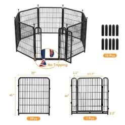 48 In. X 17.7 Ft. Iron Decorative Garden Fencing With Door, Animal Barrier Fence For Courtyards, Black -Dewalt Tools Shop black garden fencing 6f1p0l9g c3 1000