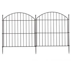 2 Ft. X 20 Ft. Metal Fence Arched Top Animal Barrier Wire Border Panel Fencing For Yard Patio Outdoor Decor, Black
