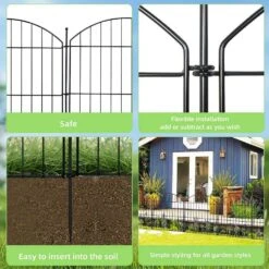 2 Ft. X 20 Ft. Metal Fence Arched Top Animal Barrier Wire Border Panel Fencing For Yard Patio Outdoor Decor, Black -Dewalt Tools Shop black garden fencing 8g2e3a7v 77 1000