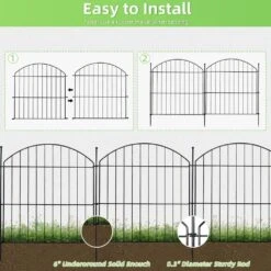 2 Ft. X 20 Ft. Metal Fence Arched Top Animal Barrier Wire Border Panel Fencing For Yard Patio Outdoor Decor, Black -Dewalt Tools Shop black garden fencing 8g2e3a7v c3 1000