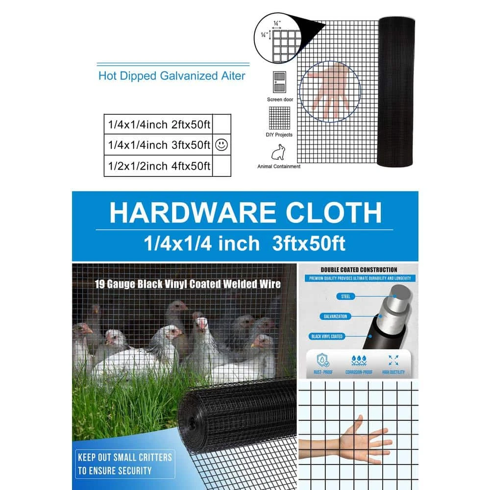 3 Ft. X 50 Ft. 19 Gauge Vinyl Coated Galvanized Steel Wire Fence Snake Fencing For Poultry-Netting Cage-Home Improvement 6 3 Ft. X 50 Ft. 19 Gauge Vinyl Coated Galvanized Steel Wire Fence Snake Fencing For Poultry-Netting Cage-Home Improvement - Image 4