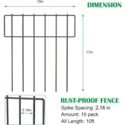 17 In. H X 10 Ft. L Barrier Fence, Decorative Garden Fencing, Rustproof Metal Wire Garden Fence, T Shaped (10-Pack) -Dewalt Tools Shop black garden fencing lt k145 c3 1000