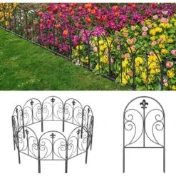 Decorative Garden Fence 10-Pack, 24 In. H X 10 Ft. L, Rustproof Metal Fencing, Arched