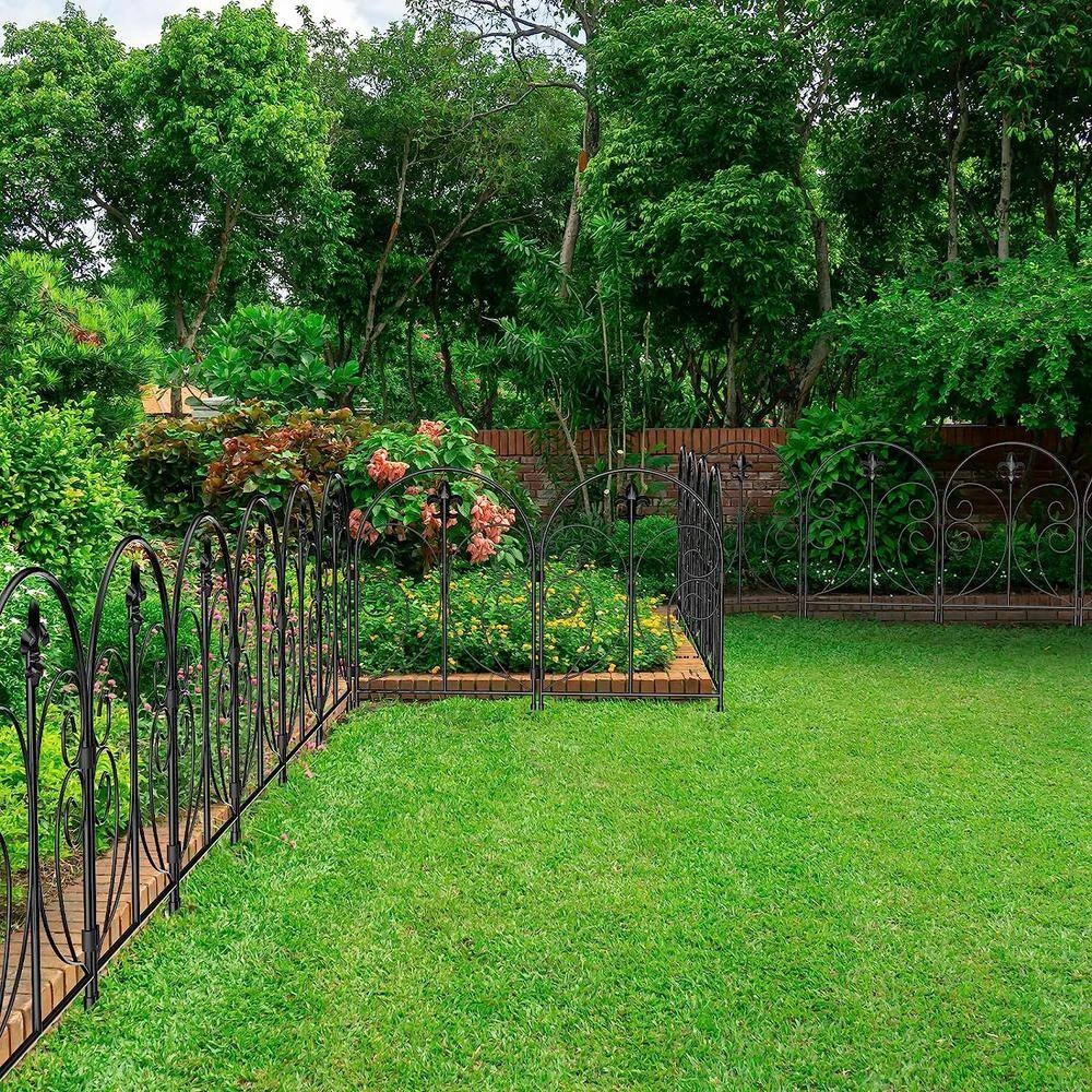 24 In. H X 20 Ft. L Black Metal Decorative Garden Fence, Animal Barrier Fence, Rustproof Fencing, Arched (19-Pack) 7 24 In. H X 20 Ft. L Black Metal Decorative Garden Fence, Animal Barrier Fence, Rustproof Fencing, Arched (19-Pack) - Image 5