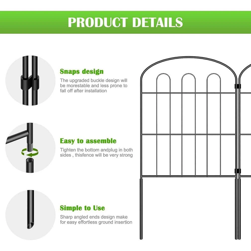 24 In. H X 10 Ft. L Total Coated Metal Rustproof Decorative Garden Fence Panels No Dig Fencing (19-Pack) 6 24 In. H X 10 Ft. L Total Coated Metal Rustproof Decorative Garden Fence Panels No Dig Fencing (19-Pack) - Image 4