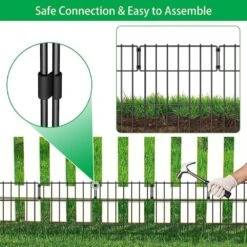 Black Metal Decorative Garden Fence, No Dig Animal Barrier Border Fencing Panel (10-Pack) -Dewalt Tools Shop black garden fencing lt k317 sj 4f 1000