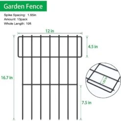 Black Metal Decorative Garden Fence, No Dig Animal Barrier Border Fencing Panel (10-Pack) -Dewalt Tools Shop black garden fencing lt k317 sj c3 1000