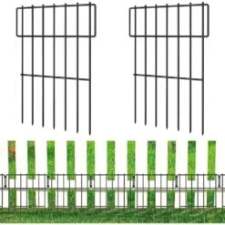 Black Metal Decorative Garden Fence, No Dig Animal Barrier Border Fencing Panel (25-Pack)