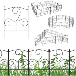 Decorative 16.5 In. H X 10.5 Ft. L Metal Garden Fence Panels No Dig Fencing, Animal Barrier Boarder Rustproof (25-Pack)