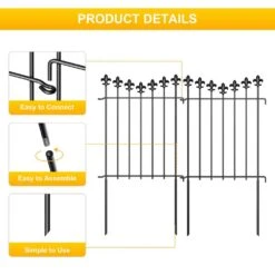 Total 10 Ft. L X 24 In. H, Rustproof Black Metal Fencing, Animal Barrier Border Decorative Garden Fence (10-Pack) -Dewalt Tools Shop black garden fencing lt k336 sj 4f 1000