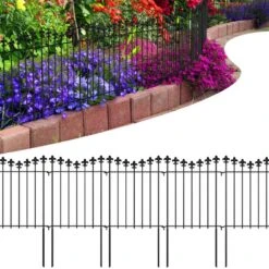 Total 10 Ft. L X 24 In. H, Rustproof Black Metal Fencing, Animal Barrier Border Decorative Garden Fence (10-Pack)