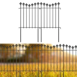 Total 21 Ft. L X 24 In. H, Rustproof Black Metal Fencing, Animal Barrier Border, Decorative Garden Fence (20-Pack)