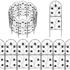 Total 10 Ft. L X 38 In. H, No Dig Metal Garden Decorative Fencing, Black Garden Fence (10-Pack)