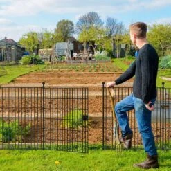 32 In. X 23.6 Ft. No Dig Rustproof Metal Wire Panel Border Animal Barrier Fencing Patio Temporary Ground Stakes, 10-Pack -Dewalt Tools Shop black garden fencing ogsa05 1024 76 1000