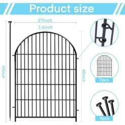 40 In. Metal Outdoor Tall Garden Fence With Gate-o Dig Animal Barrier Garden Fencing In Black (8 Panel) -Dewalt Tools Shop black garden fencing ogsa10011 4f 1000