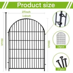 27 In. L X 32 In. H 16-Panels Metal Garden Fence Animal Barrier With Gate, Rustproof Wire Tall Fencing Border In Black -Dewalt Tools Shop black garden fencing ogsa11 4143 4f 1000