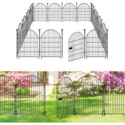 27 In. L X 32 In. H 16-Panels Metal Garden Fence Animal Barrier With Gate, Rustproof Wire Tall Fencing Border In Black -Dewalt Tools Shop black garden fencing ogsa11 4143 c3 1000