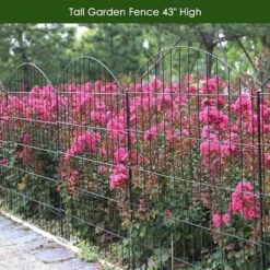 35.4 In. L X 43.2 In. H 5-Panel Steel Decorative Garden Fence No Dig Temporary Dog Border Fencing Plus 6 Stakes In Black -Dewalt Tools Shop black garden fencing ogsa11 4145 1f 1000