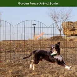 35.4 In. L X 43.2 In. H 5-Panel Steel Decorative Garden Fence No Dig Temporary Dog Border Fencing Plus 6 Stakes In Black -Dewalt Tools Shop black garden fencing ogsa11 4145 44 1000