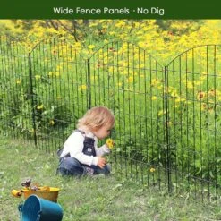 35.4 In. L X 43.2 In. H 5-Panel Steel Decorative Garden Fence No Dig Temporary Dog Border Fencing Plus 6 Stakes In Black -Dewalt Tools Shop black garden fencing ogsa11 4145 4f 1000