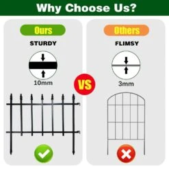 N/A 18 In. High Metal Garden Fence, 5 Panels, 9.17 Ft. Long, Rustproof Border Fencing For Yards And Flower Beds -Dewalt Tools Shop black garden fencing ogsa11011 1f 1000