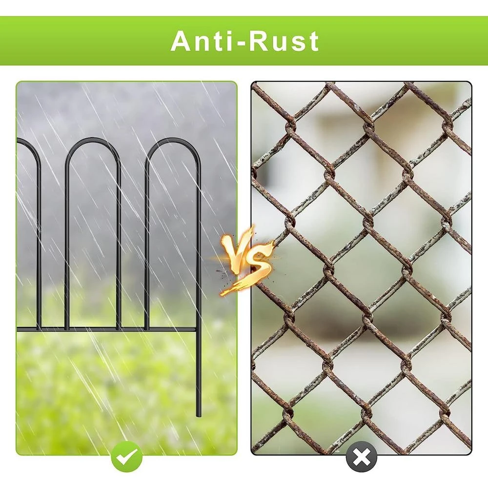 12.7 In. H X 10 Ft. L 7 Panels Decorative Garden Fence No Dig Flower Bed Fencing Animal Barrier Black Metal Fencing 7 12.7 In. H X 10 Ft. L 7 Panels Decorative Garden Fence No Dig Flower Bed Fencing Animal Barrier Black Metal Fencing - Image 5