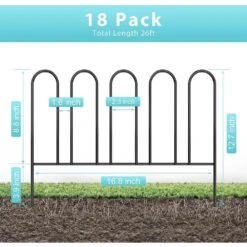 12.7 In. H X 26 Ft. L Black Metal Decorative Garden Fence 18 Panels Animal Barrier Wire No Dig Fencing -Dewalt Tools Shop black garden fencing on zl10 44 1000