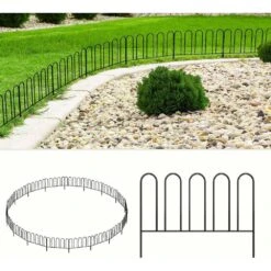 12.7 In. H X 26 Ft. L Black Metal Decorative Garden Fence 18 Panels Animal Barrier Wire No Dig Fencing