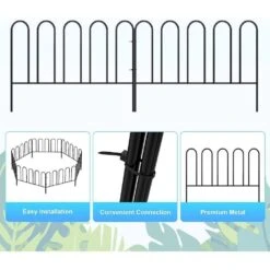 12.7 In. H X 26 Ft. L Black Metal Decorative Garden Fence 18 Panels Animal Barrier Wire No Dig Fencing -Dewalt Tools Shop black garden fencing on zl10 fa 1000