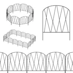 10.3 Ft. L X 15.9 In. H Decorative Garden Fence Animal Barrier No Dig Rustproof Black Metal Flower Bed Fencing (10-Pack)