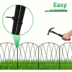 10.3 Ft. L X 15.9 In. H Decorative Garden Fence Animal Barrier No Dig Rustproof Black Metal Flower Bed Fencing (10-Pack) -Dewalt Tools Shop black garden fencing on zl11 fa 1000