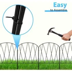 24.8 Ft. L X 15.9 In. H Black Metal Decorative Garden Fence Animal Barrier No Dig Rustproof Flower Bed Fencing (24-Pack) -Dewalt Tools Shop black garden fencing on zl12 1f 1000