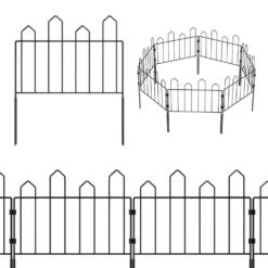 19.5 In. H X 11 Ft. L Decorative Garden Fence Rustproof Black Metal Wire Garden Border Fencing (7-Pack)