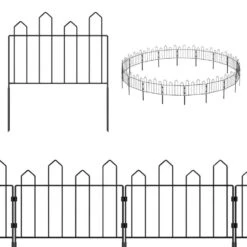 19.5 In. H X 26 Ft. L Decorative Garden Fence Rustproof Black Metal Wire Garden Border Fencing (18-Pack)