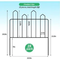 19.5 In. H X 26 Ft. L Decorative Garden Fence Rustproof Black Metal Wire Garden Border Fencing (18-Pack) -Dewalt Tools Shop black garden fencing on zl14 fa 1000