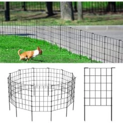 (10-Pack) Garden Fence Fencing, Rustproof Metal Wire Border Animal Barrier, Black