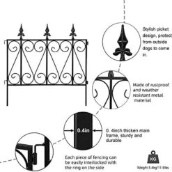 24 In. H Black Iron Garden Fence Thicken Metal Wire Fencing Rustproof 4-Panels -Dewalt Tools Shop black garden fencing tdjw wfkf170056 c3 1000