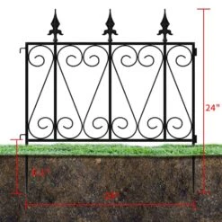 24 In. H Black Iron Garden Fence Thicken Metal Wire Fencing Rustproof 4-Panels -Dewalt Tools Shop black garden fencing tdjw wfkf170056 fa 1000