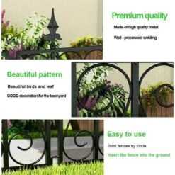 24 In. H Black Iron Garden Fence Thicken Metal Wire Fencing Rustproof (8-Panels) -Dewalt Tools Shop black garden fencing wfkf170056 02 44 1000