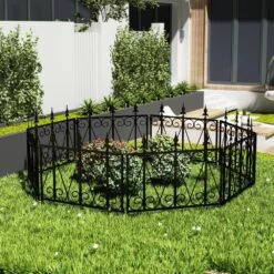 24 In. H Black Iron Garden Fence Thicken Metal Wire Fencing Rustproof (8-Panels) -Dewalt Tools Shop black garden fencing wfkf170056 02 4f 1000