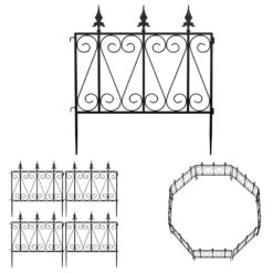 24 In. H Black Iron Garden Fence Thicken Metal Wire Fencing Rustproof (8-Panels)