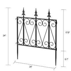 24 In. H Black Iron Garden Fence Thicken Metal Wire Fencing Rustproof (8-Panels) -Dewalt Tools Shop black garden fencing wfkf170056 02 76 1000