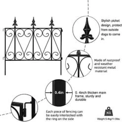 24 In. H Black Iron Garden Fence Thicken Metal Wire Fencing Rustproof (8-Panels) -Dewalt Tools Shop black garden fencing wfkf170056 02 c3 1000