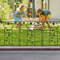 32 In. Black Metal Fencing Panels Tall Decorative Garden Fence, (5-Pack) -Dewalt Tools Shop black garden fencing zl172 1f 1000