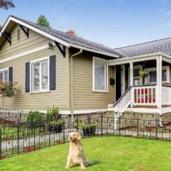 32 In. Black Metal Fencing Panels Tall Decorative Garden Fence, (5-Pack) -Dewalt Tools Shop black garden fencing zl172 44 1000