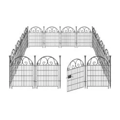 Tall Metal Garden Fence Animal Barrier With Gate 27 In.12 Panels For Dogs Outdoor Yard 26.2 Ft, Temporary Fencing